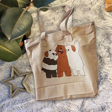 Q1300 WE BARE BEARS ZIPPER TOTE BAG