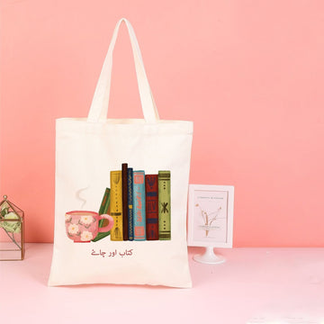 Q800 KITAB AUR CHAI TOTE BAG